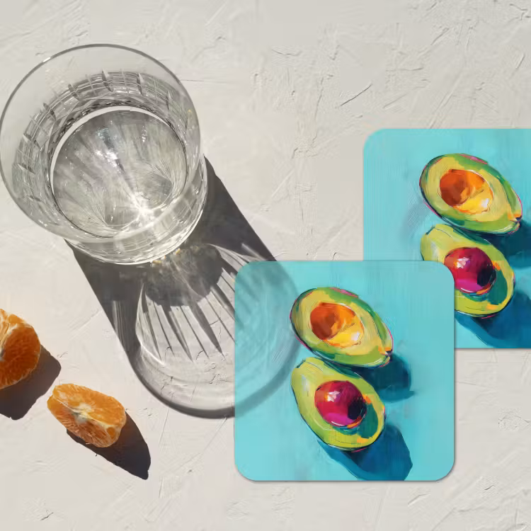 Avocado - Groen - Pit - Schaduw onderzetter kurk middel -sfeer4