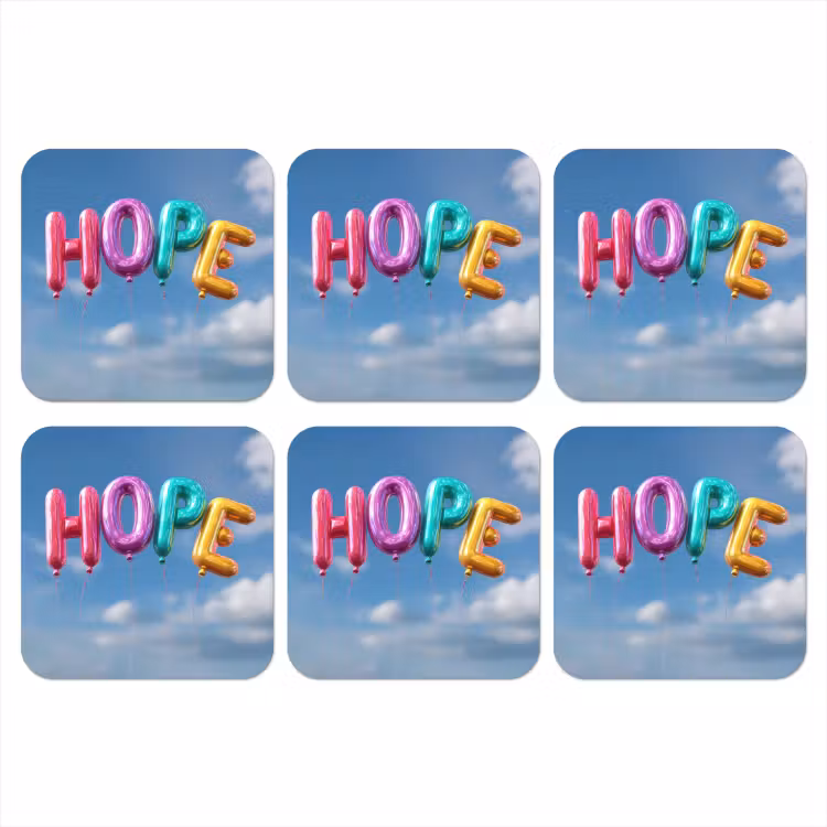Ballonen - Lucht - Hope onderzetter kurk middel -3d