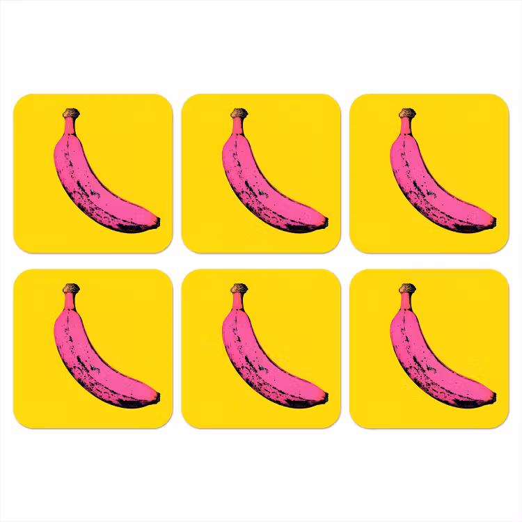 Banaan - Grafisch - Geel onderzetter kurk middel -3d