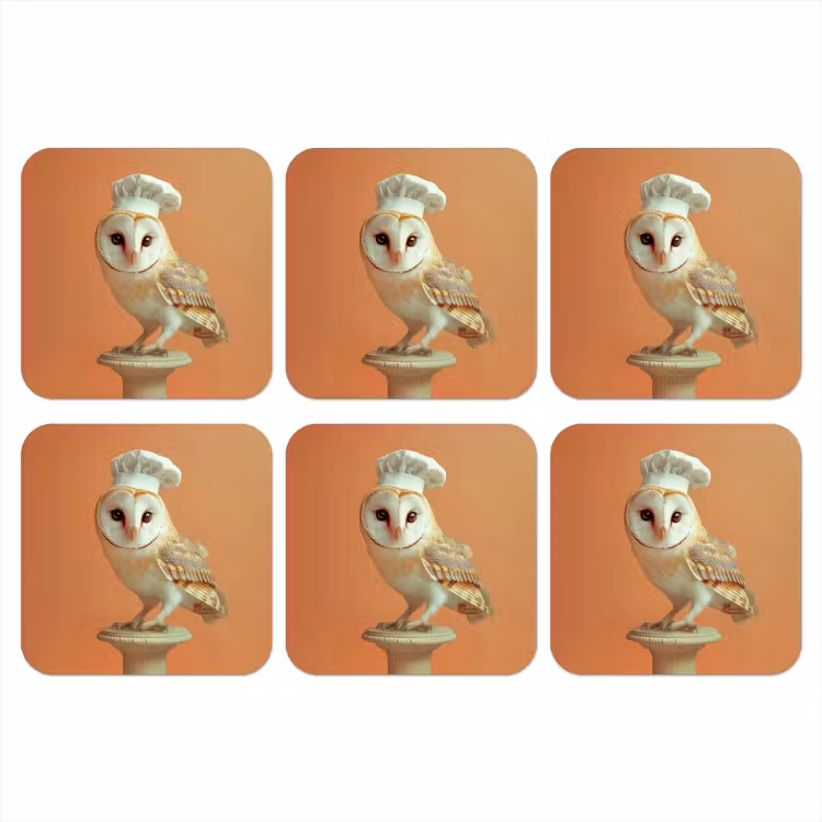Kerkuil - Koksmuts - Oranje - Vogel onderzetter kurk middel -3d