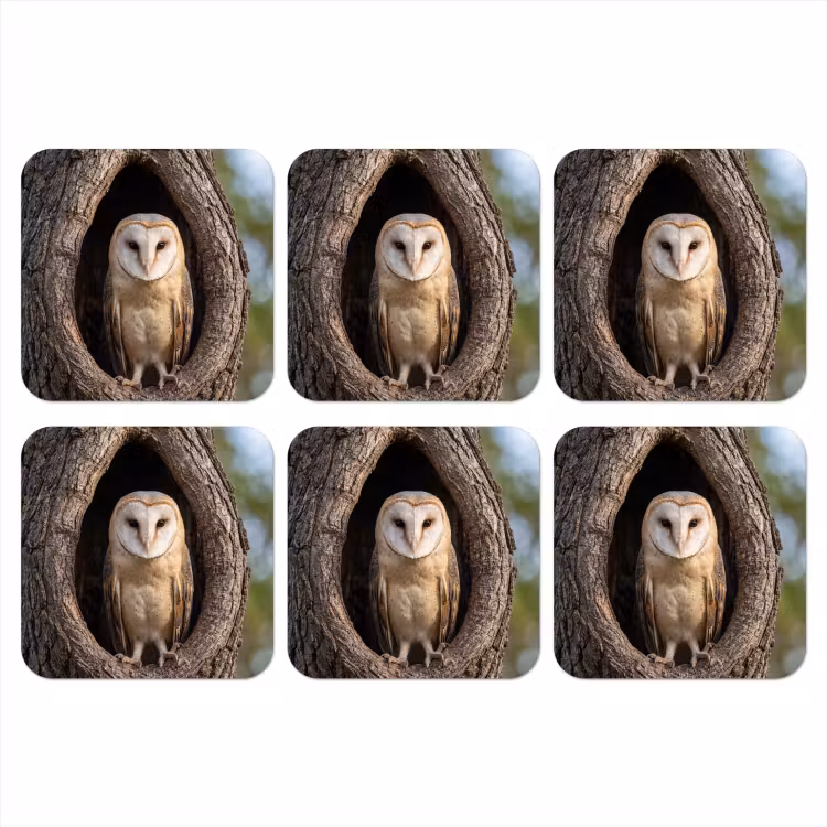 Kerkuil - Boom - Natuur - Bruin onderzetter kurk middel -3d