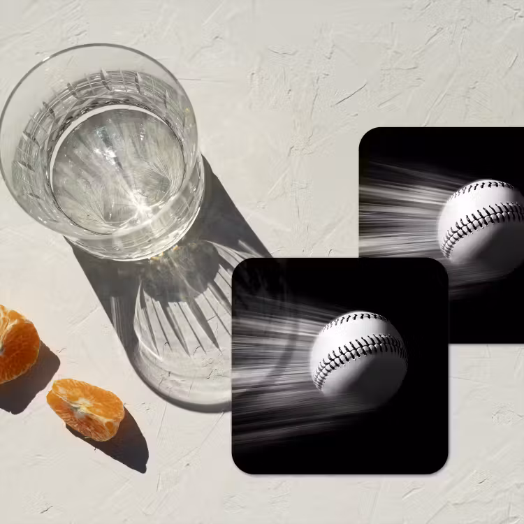 Honkbal - Wit - Vliegt onderzetter kurk middel -sfeer4
