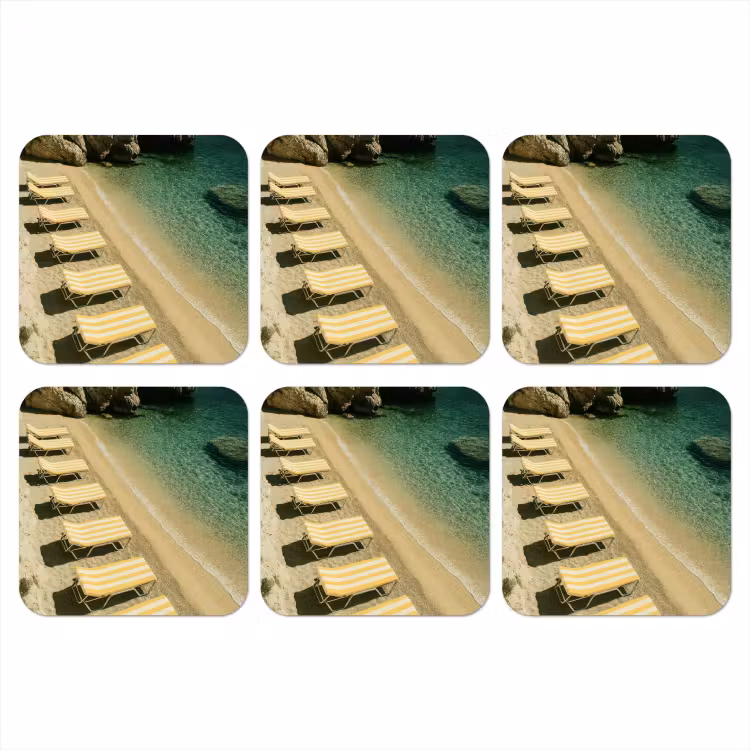 Strandbedden - Zee - Stenen - Baai onderzetter kurk middel -3d