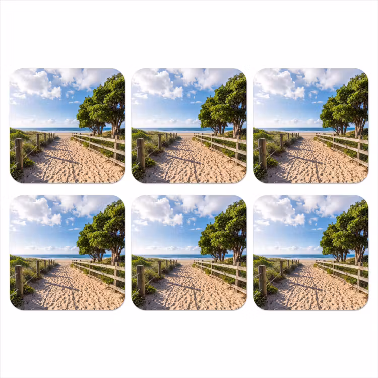 Strand - Zandpad - Oceaan - Natuur onderzetter kurk middel -3d