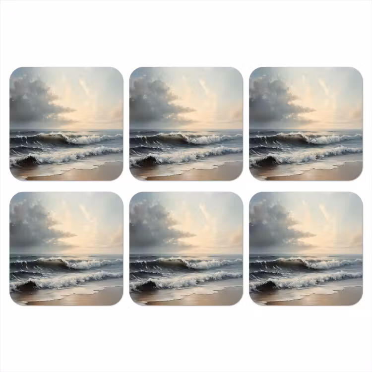 Strand - Zee - Zonsondergang onderzetter kurk middel -3d