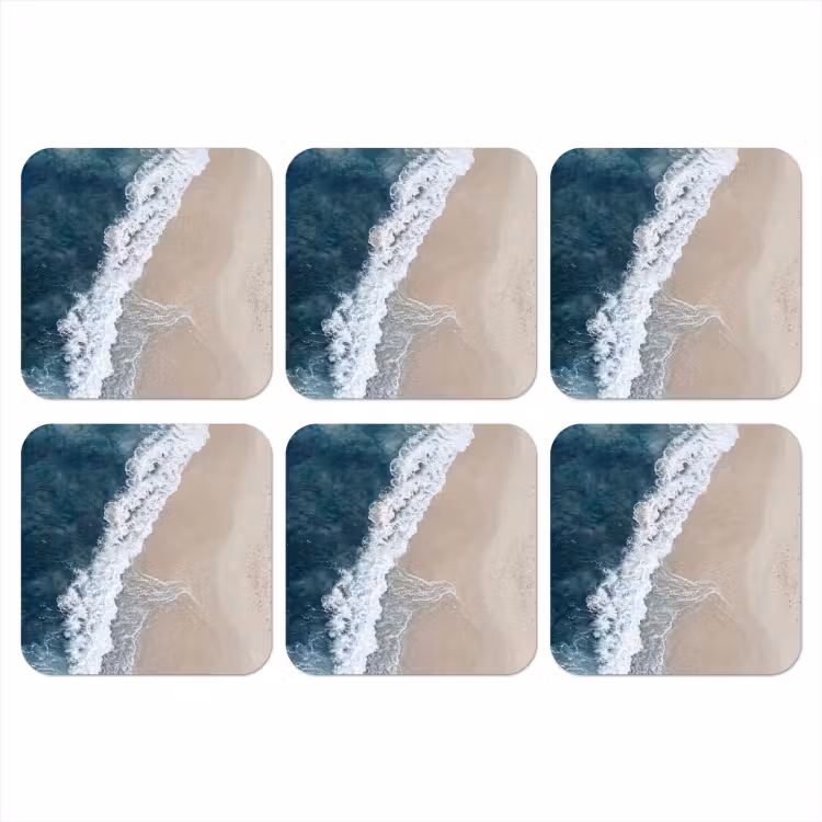 Strand - Zee - Golven onderzetter kurk middel -3d