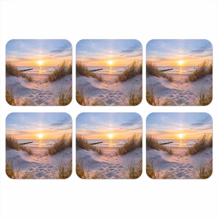 Strand - Zonsondergang - Natuur - Landschap onderzetter kurk middel -3d