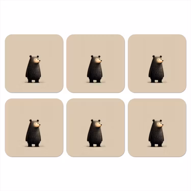 Beer - Donkerbruin - Minimalistisch onderzetter kurk middel -3d