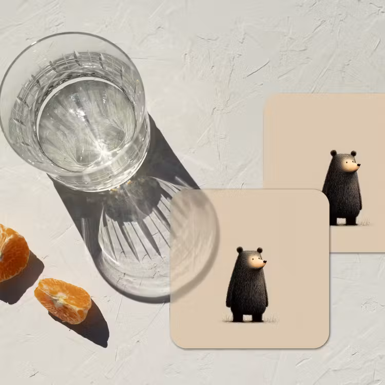Beer - Donkerbruin - Minimalistisch onderzetter kurk middel -sfeer4