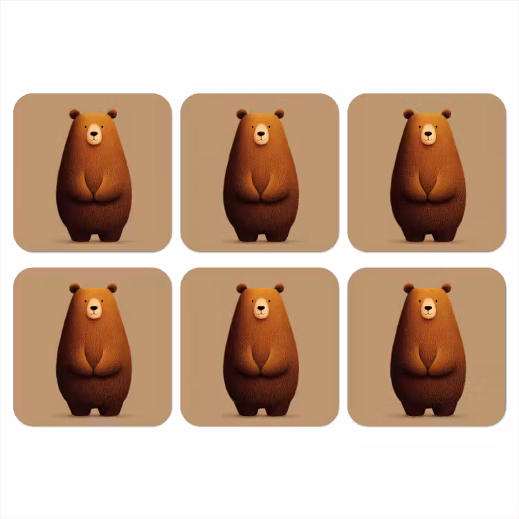 Beer - Minimalistisch - Bruin onderzetter kurk middel -3d