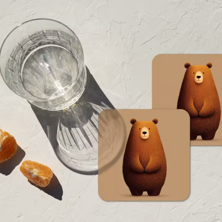 Beer - Minimalistisch - Bruin onderzetter kurk middel -sfeer4