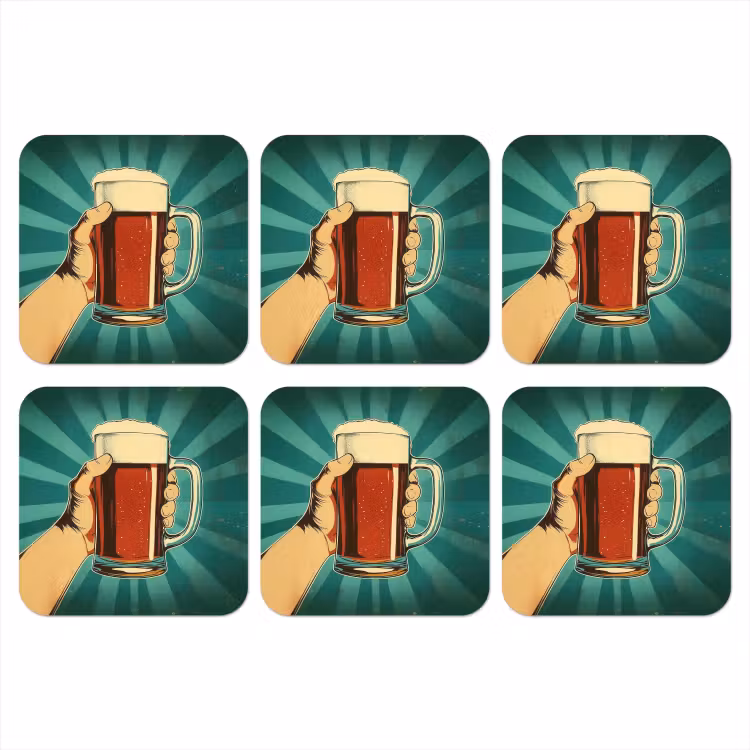 Bierglas - Schuim - Retro - Groen onderzetter kurk middel -3d