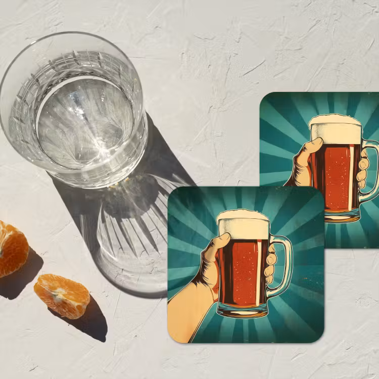 Bierglas - Schuim - Retro - Groen onderzetter kurk middel -sfeer4