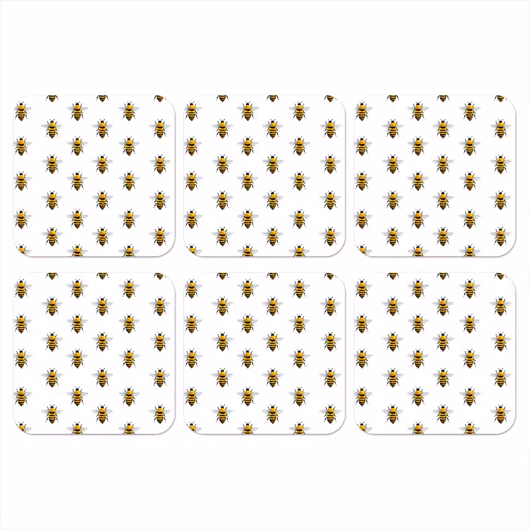Bijen - Tijdloos - Wit onderzetter kurk middel 366 -3d
