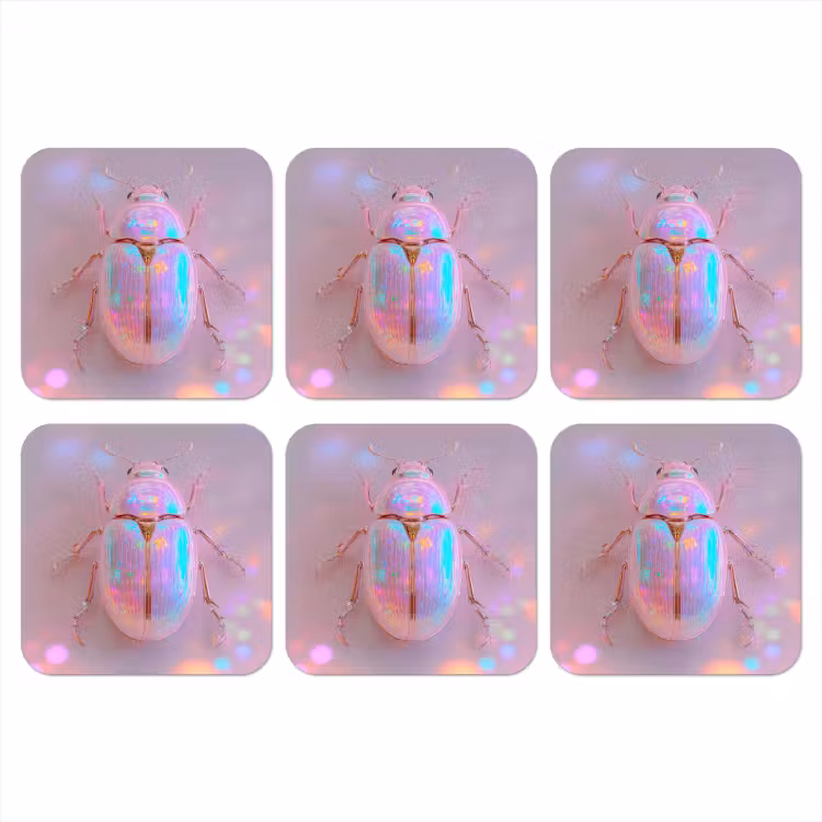 Kever - Metallic - Lichteffect - Roze onderzetter kurk middel -3d
