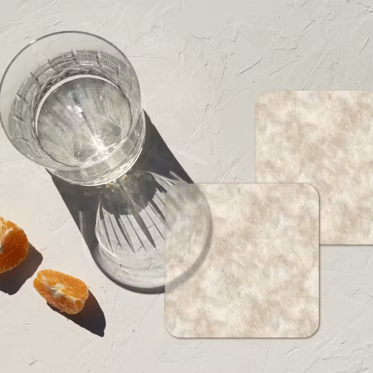Beige - Reliƫfstructuur - Natuursteen onderzetter kurk middel 366 -sfeer4