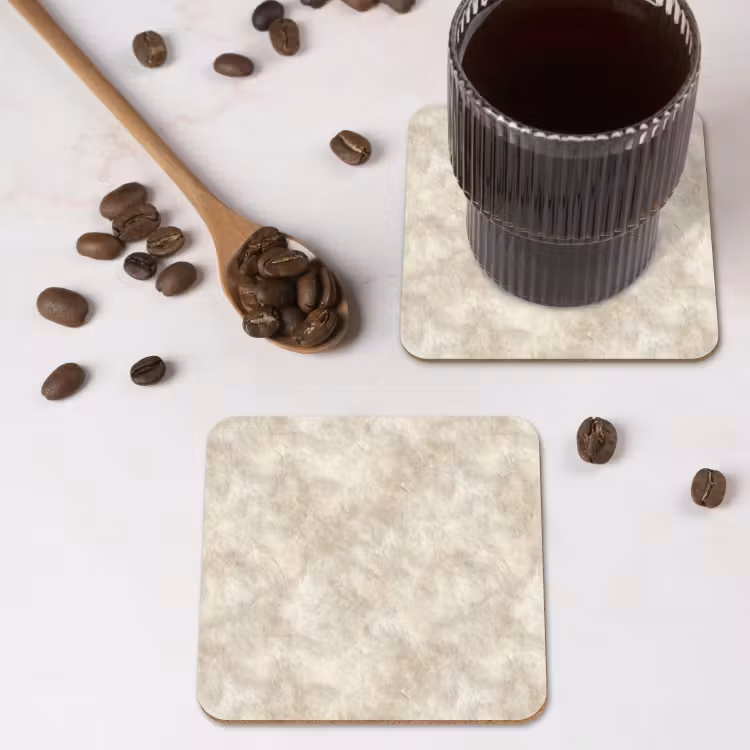 Beige - Reliƫfstructuur - Natuursteen onderzetter kurk middel 366 -sfeer2