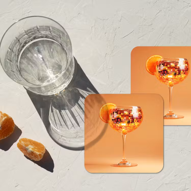 Drank - Oranje - Glitter - Disco onderzetter kurk middel -sfeer4