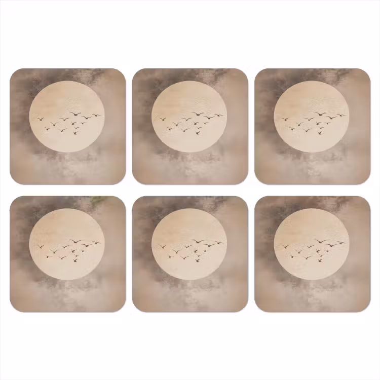 Vogel - Beige - Japandi onderzetter kurk middel -3d