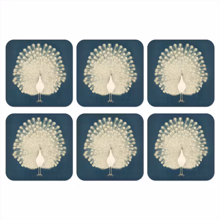 Vogel - Blauw - Vintage onderzetter kurk middel -3d
