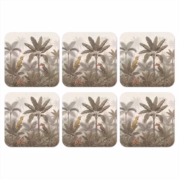 Vogel - Jungle - Tropisch - Illustratie - Groen onderzetter kurk middel -3d