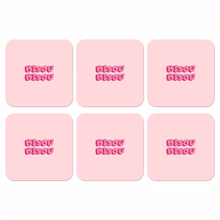 Bisou - Roze - Schaduw onderzetter kurk middel -3d