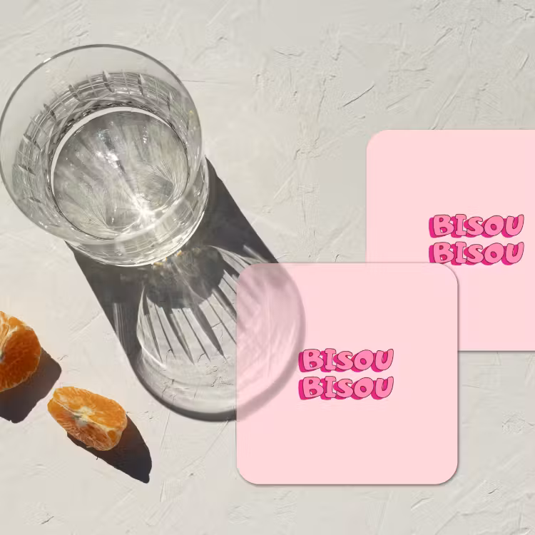 Bisou - Roze - Schaduw onderzetter kurk middel -sfeer4