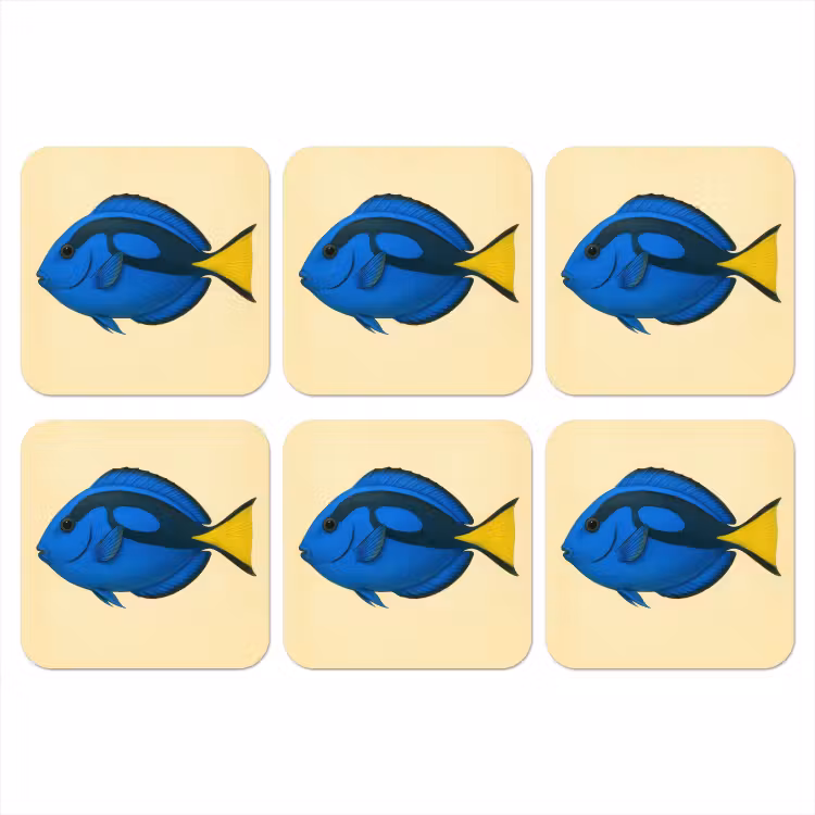 Blauw - Dory - Vis - Staartvin onderzetter kurk middel -3d