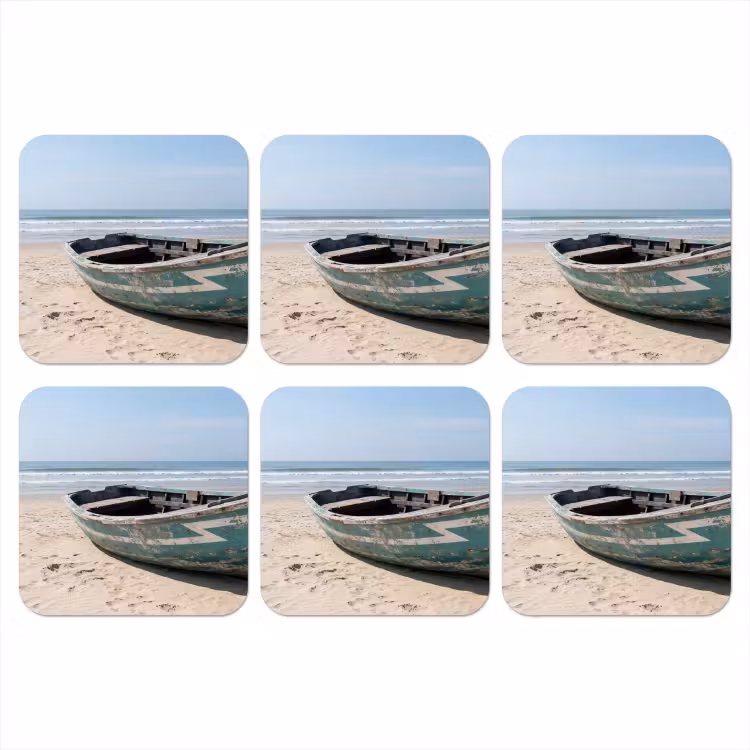 Boot - Zandstrand - Zee onderzetter kurk middel -3d