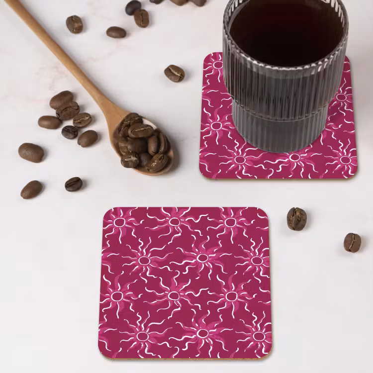 Bohemian - Zon - Magenta onderzetter kurk middel 366 -sfeer2
