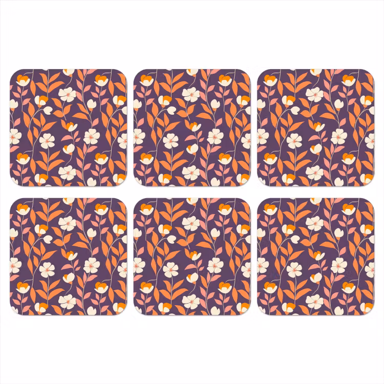 Boho - Vintage - Paars onderzetter kurk middel 366 -3d