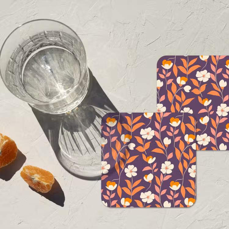 Boho - Vintage - Paars onderzetter kurk middel 366 -sfeer4
