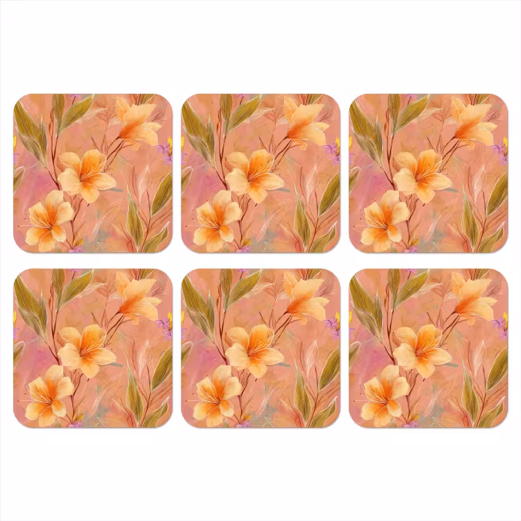 Botanisch - Bloemen - Kleurrijk onderzetter kurk middel 366 -3d