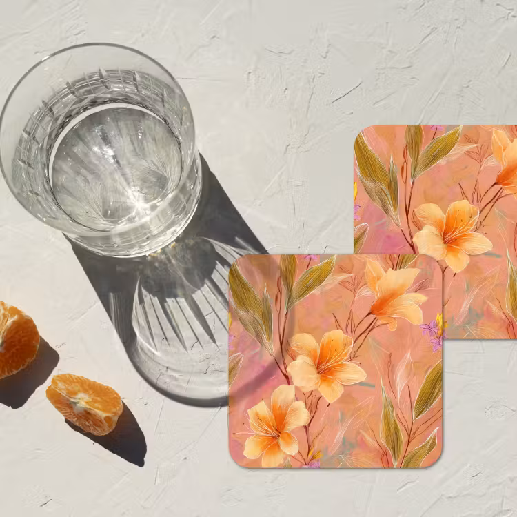 Botanisch - Bloemen - Kleurrijk onderzetter kurk middel 366 -sfeer4