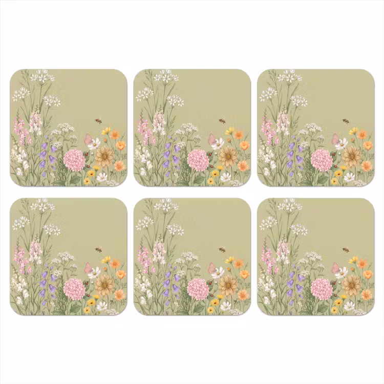 Botanisch - Bloemen - Kleurrijk onderzetter kurk middel -3d