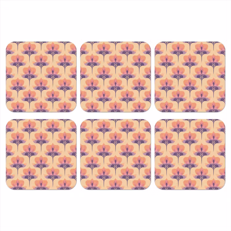 Botanisch - Patroon - Pastel onderzetter kurk middel 366 -3d