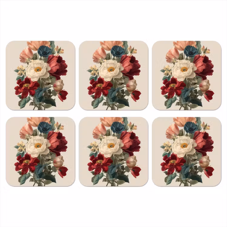 Boeket - Warme tinten - Elegant onderzetter kurk middel -3d