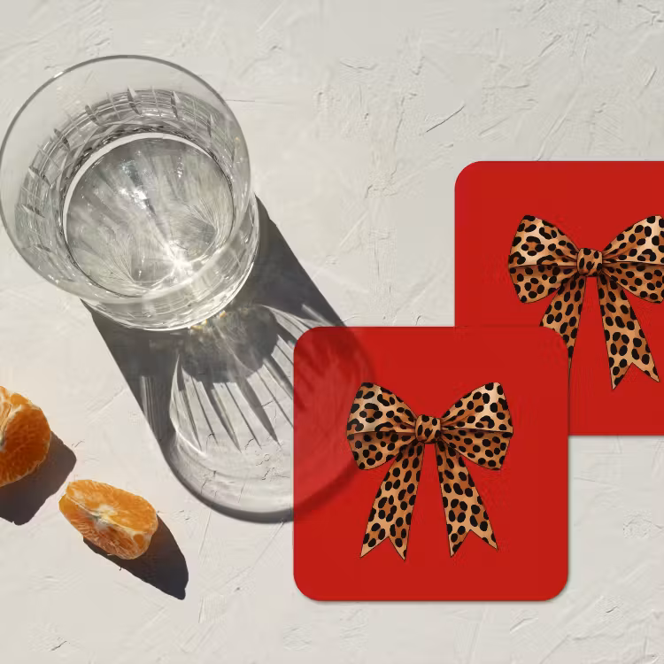Strik - Sierlijk - Panter - Rood onderzetter kurk middel -sfeer4