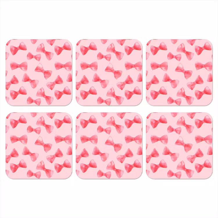 Strikken - Aquarel - Roze onderzetter kurk middel 366 -3d