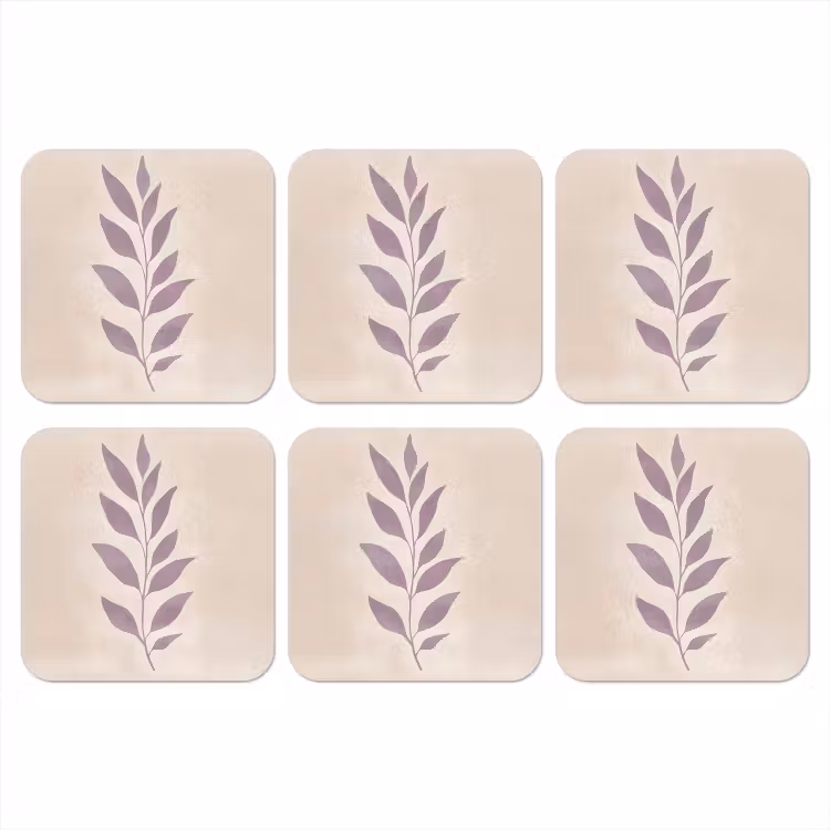 Tak - Bladeren - Minimalistisch - Beige onderzetter kurk middel -3d