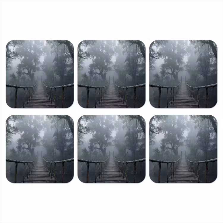 Brug - Jungle - Mist - Natuur onderzetter kurk middel -3d
