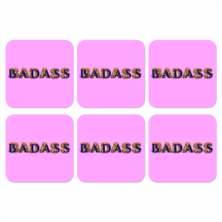 Felroze - Badass - Panterprint - Schaduw onderzetter kurk middel -3d