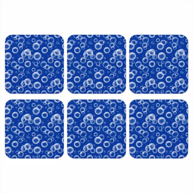 Bubbels - Patroon - Blauw onderzetter kurk middel -3d