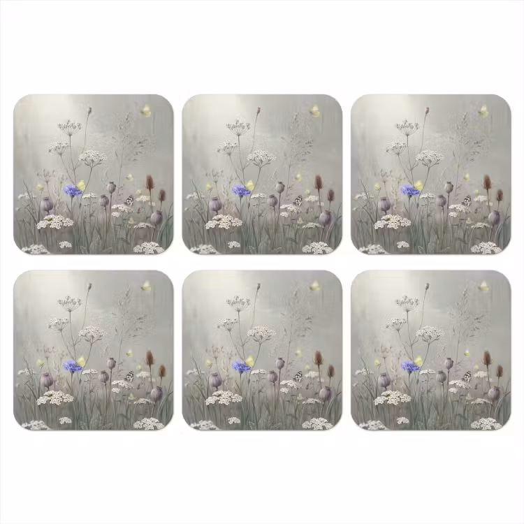Vlinders - Wildbloemen - Illustratie - Kleurrijk onderzetter kurk middel -3d