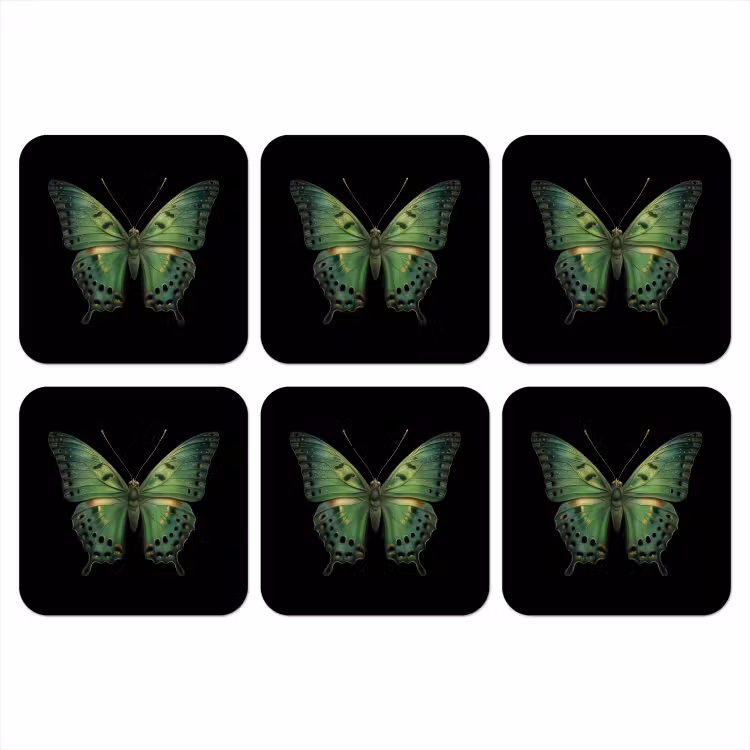 Vlinder - Groen - Diepte onderzetter kurk middel -3d