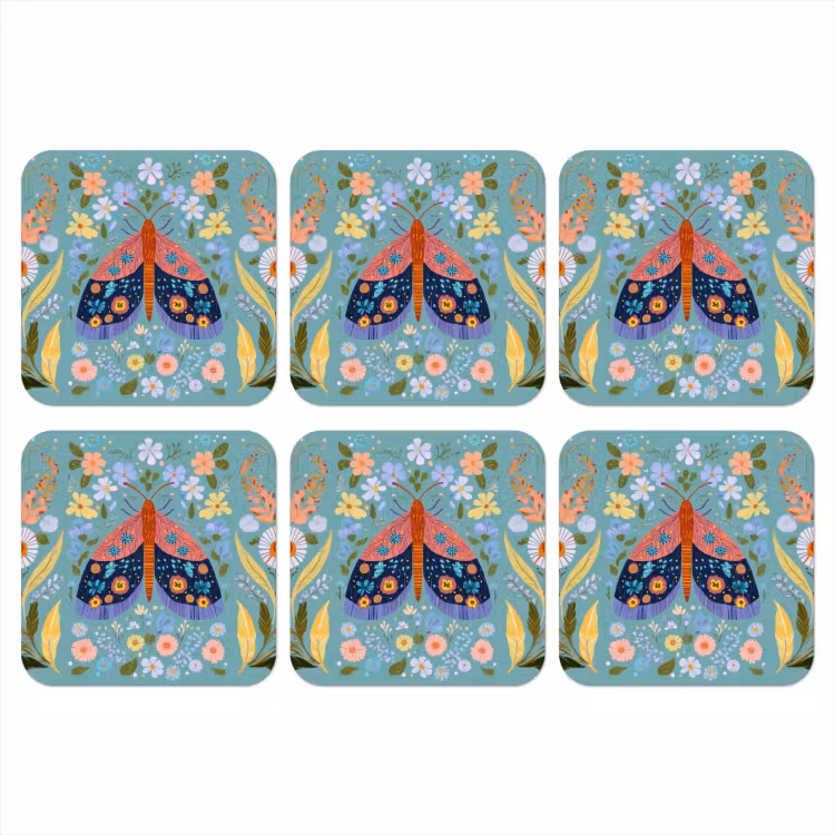 Vlinder - Sierlijk - Bloemen - Bladeren onderzetter kurk middel -3d