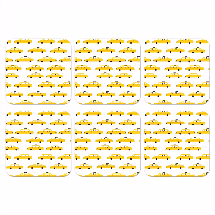 Taxi - Iconisch - Geel onderzetter kurk middel 366 -3d
