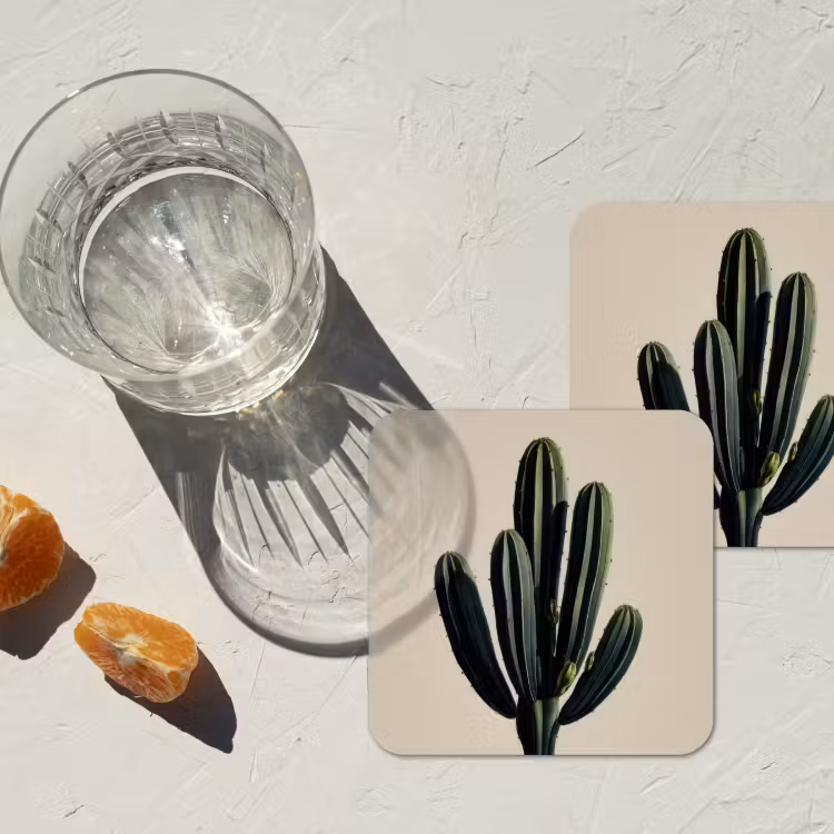 Cactus - Subtiel - Groen onderzetter kurk middel -sfeer4