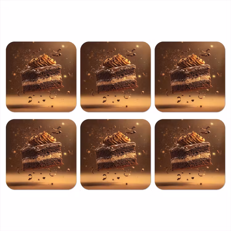 Taart - Chocolade - Eten - Brownie onderzetter kurk middel -3d