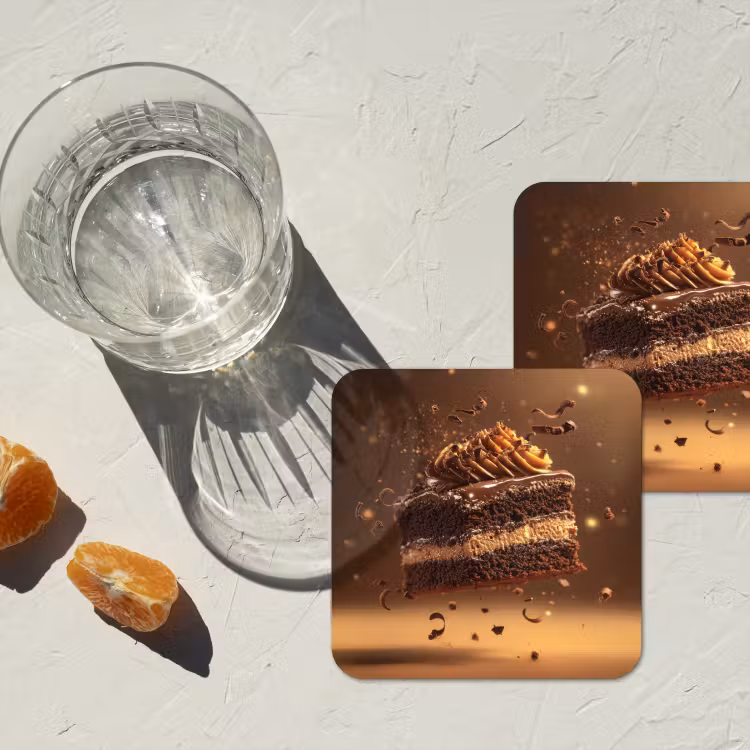 Taart - Chocolade - Eten - Brownie onderzetter kurk middel -sfeer4
